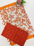 orange chennuri silk nizam border duppata 2 piece set