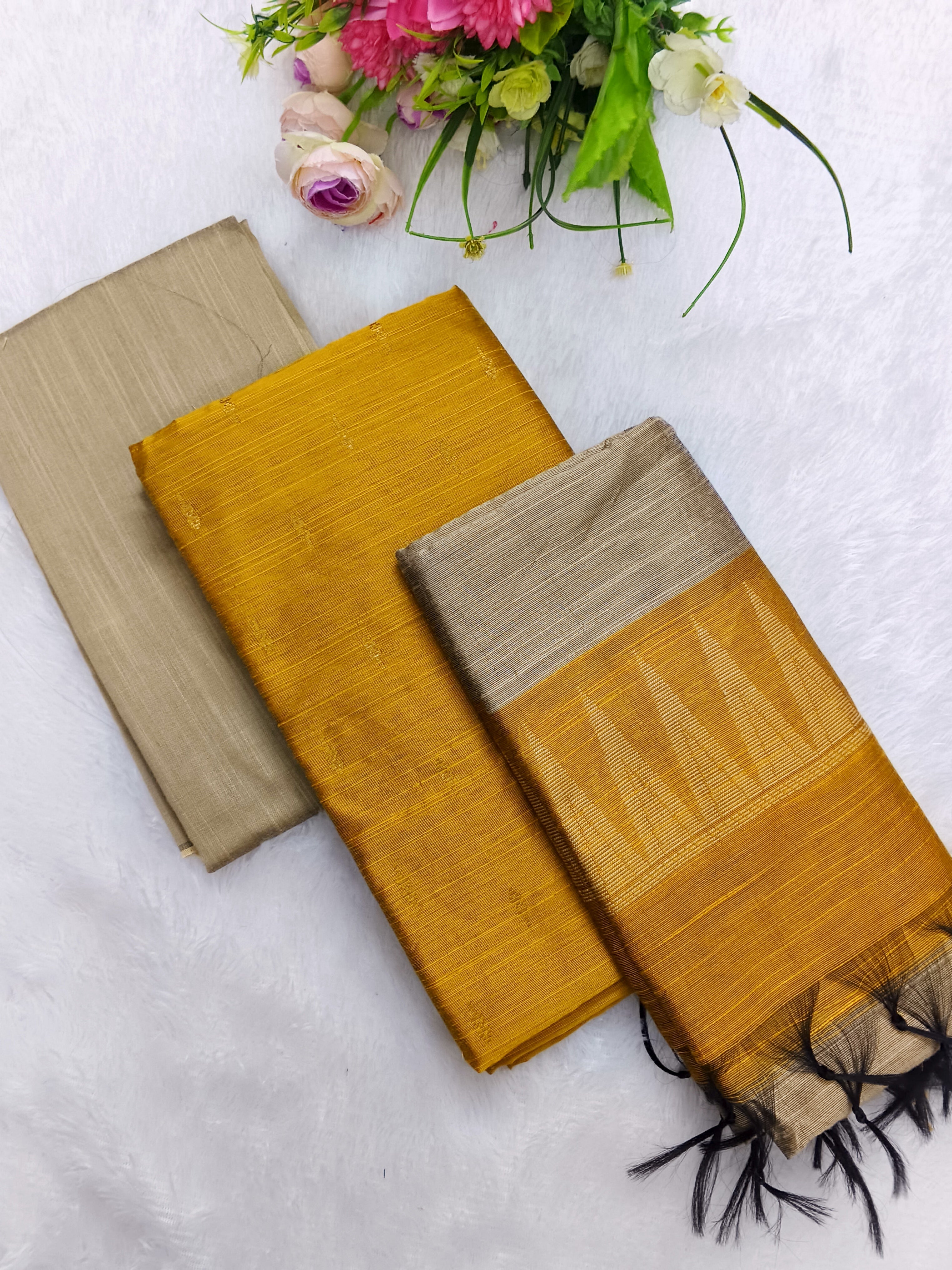 gold raw silk 3 piece set