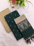 bottle green raw silk 3 piece set