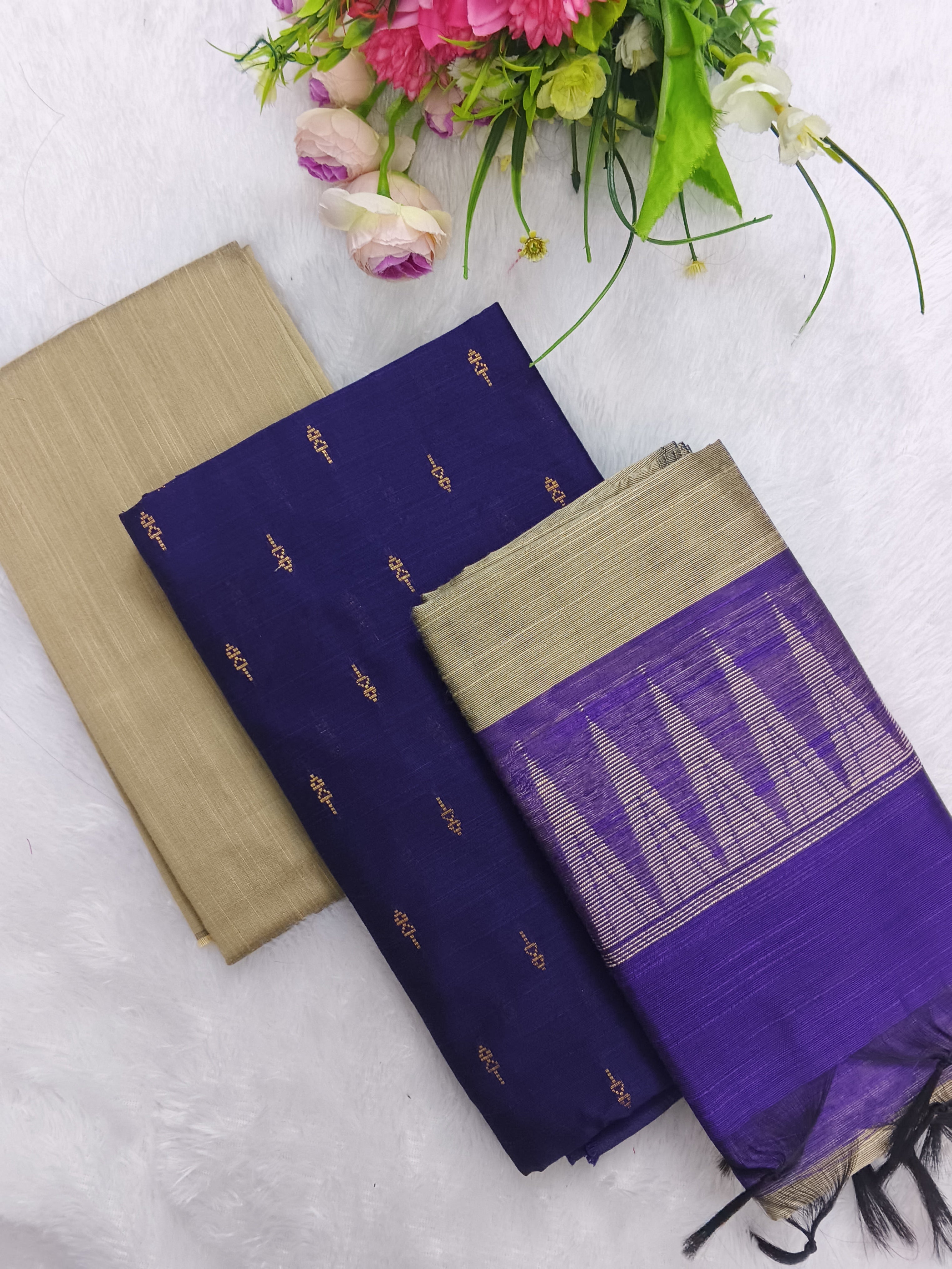 violet raw silk 3 piece set