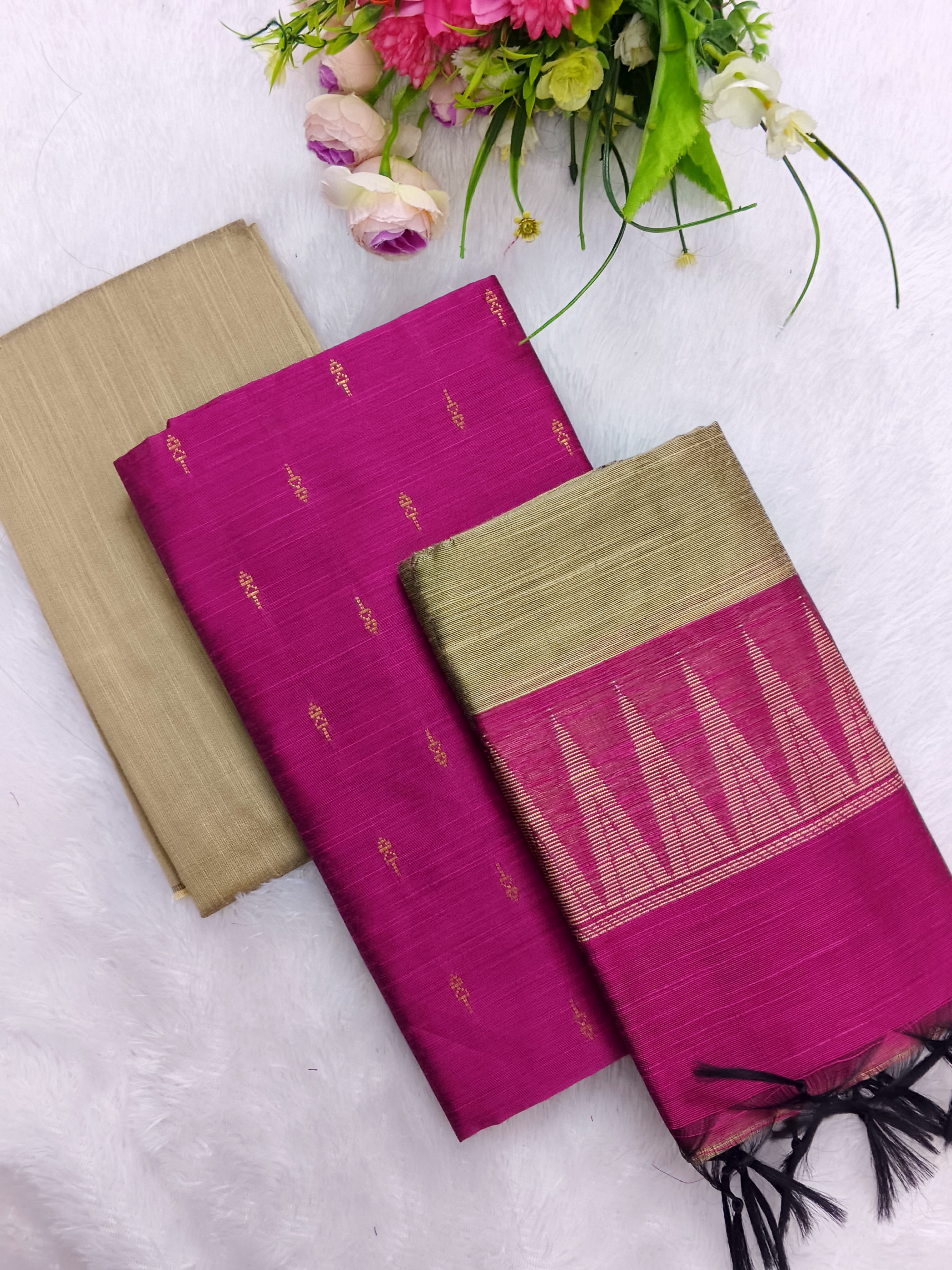 pink raw silk 3 piece set