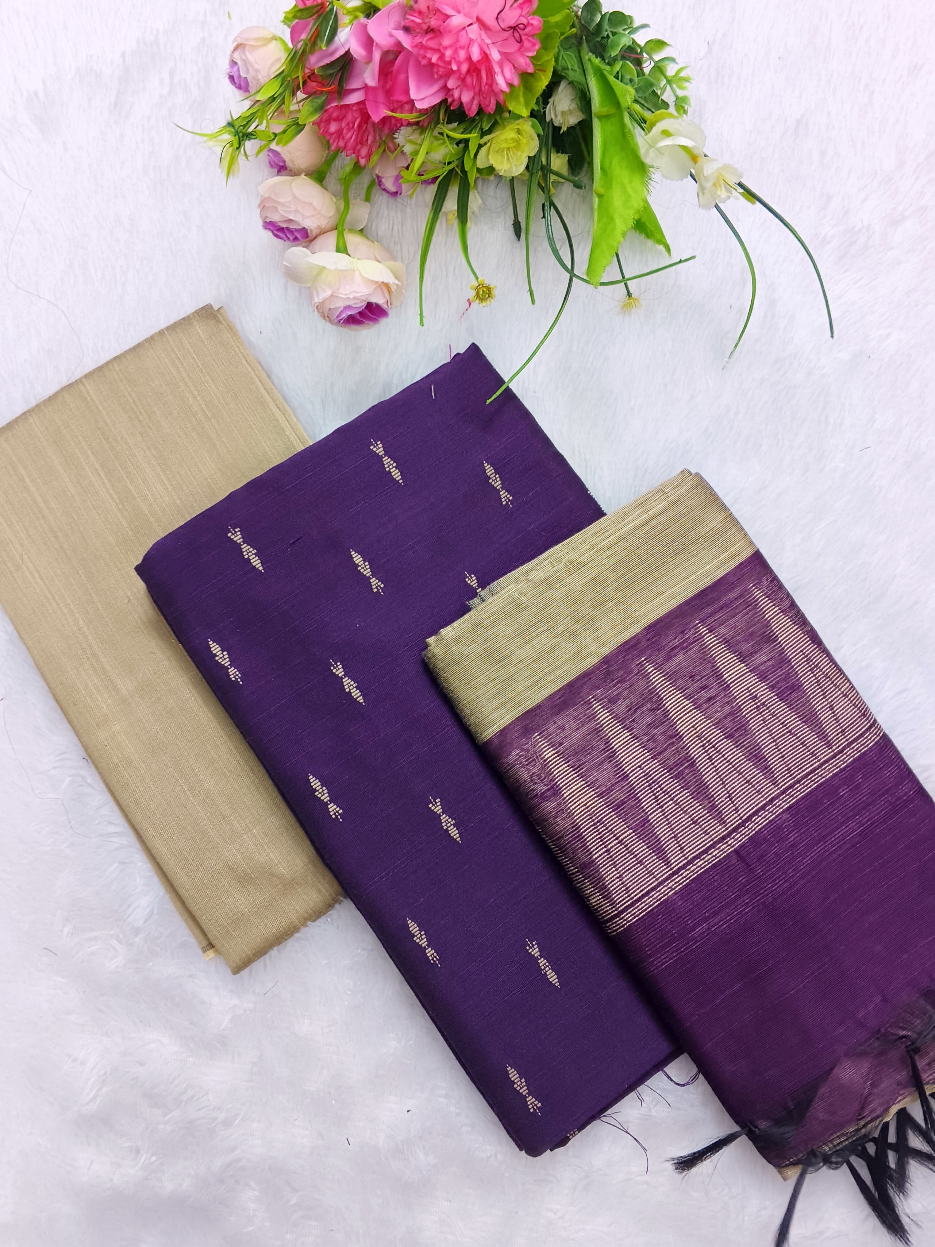wine raw silk 3 piece set