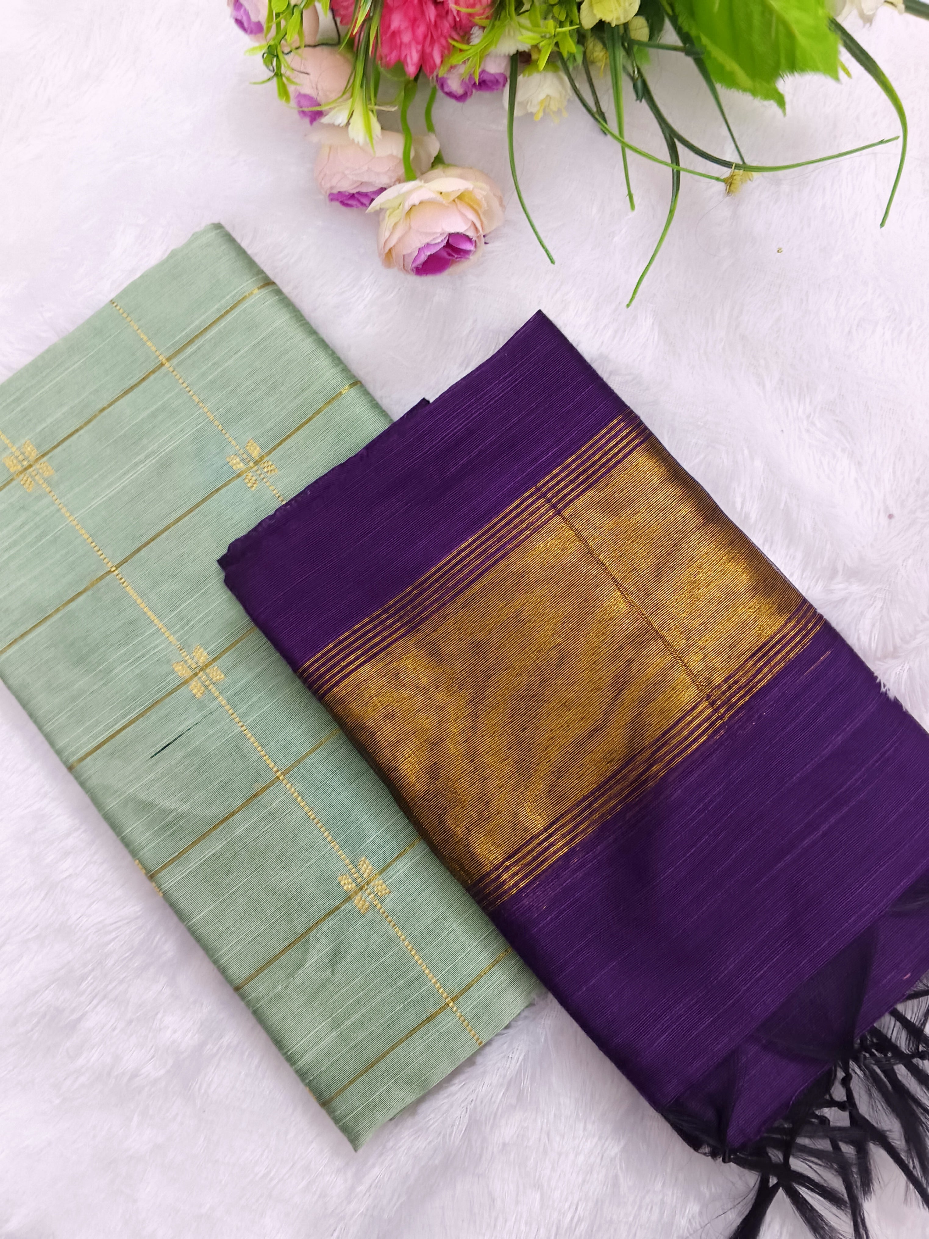 rexona raw silk top with wine tissue border duppata