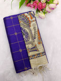 violet raw silk top with madhubani duppata 3 piece set