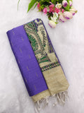 lavendor raw silk top with madhubani duppata 3 piece set