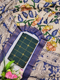 bottle green raw silk top with chennuri silk duppata 2 piece set