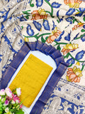 yellow raw silk top with chennuri silk duppata 2 piece set