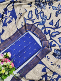 royal  blue raw silk top with chennuri silk duppata