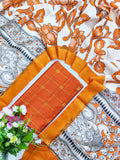 orange raw silk top with chennuri silk duppata 2 piece set
