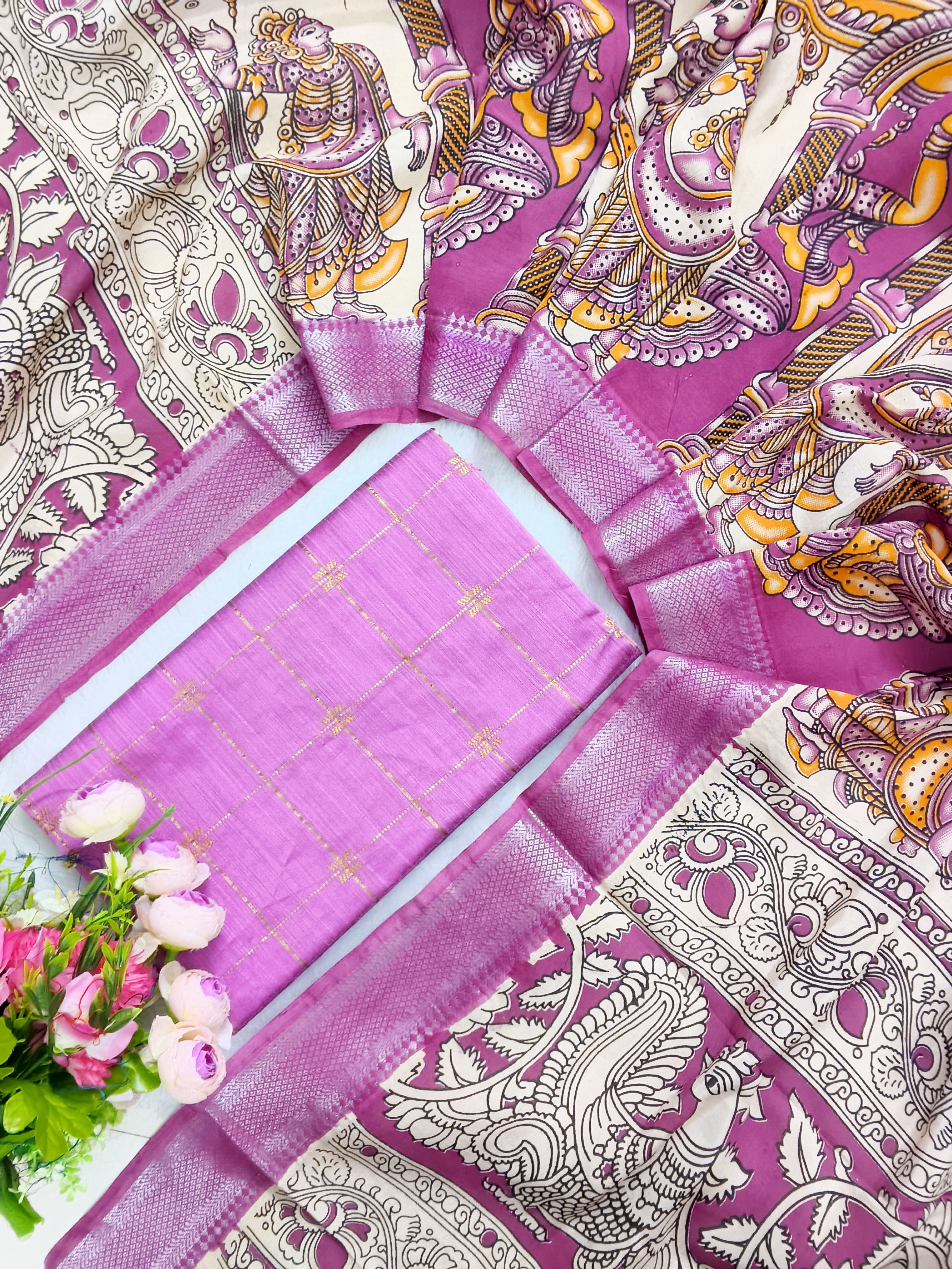 pink raw silk top with chrnnuri silk duppata 2 piece set