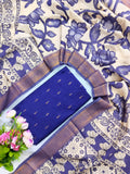 violet raw silk top with chennuri silk duppata 2 piece set