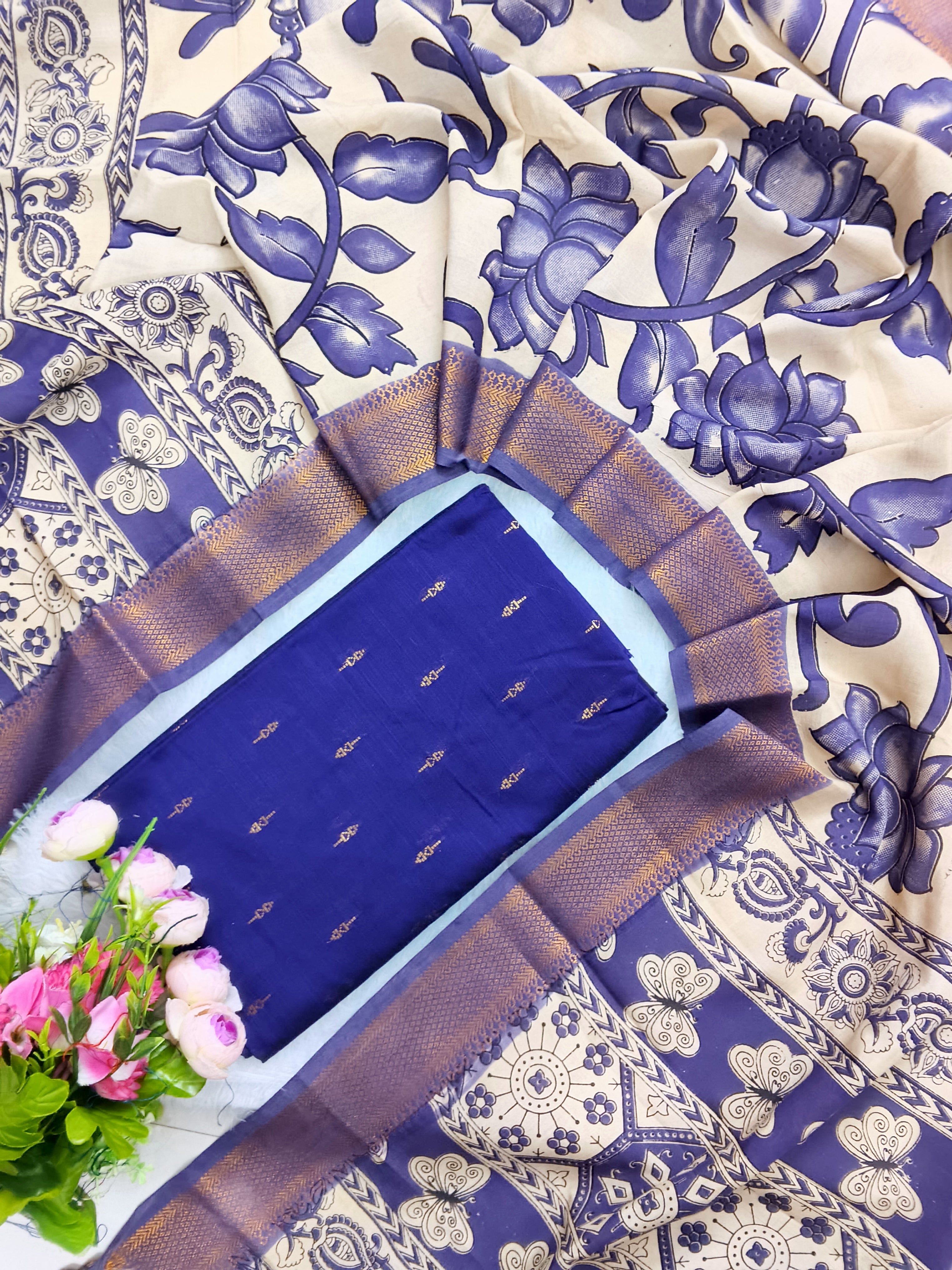 violet raw silk top with chennuri silk duppata 2 piece set