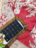 black raw silk top with marron chennuri silk duppata 2 piece set