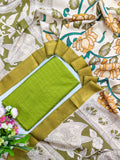 apple green raw silk top with chennuri silk duppata 2 piece set