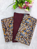 brown cotton kalamkari 3 piece set