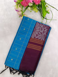 skyblue raw silk top with wine jamdhani duppata
