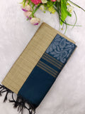 cream colour raw silk top with mayil colour jamdhani duppata