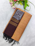 peech raw silk top with brown jamdhani duppata