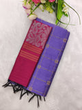 lavendor raw silk top with rose jamdhani duppata