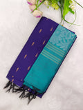 violet raw silk top with teel blue jamdhani duppata 2 piece set