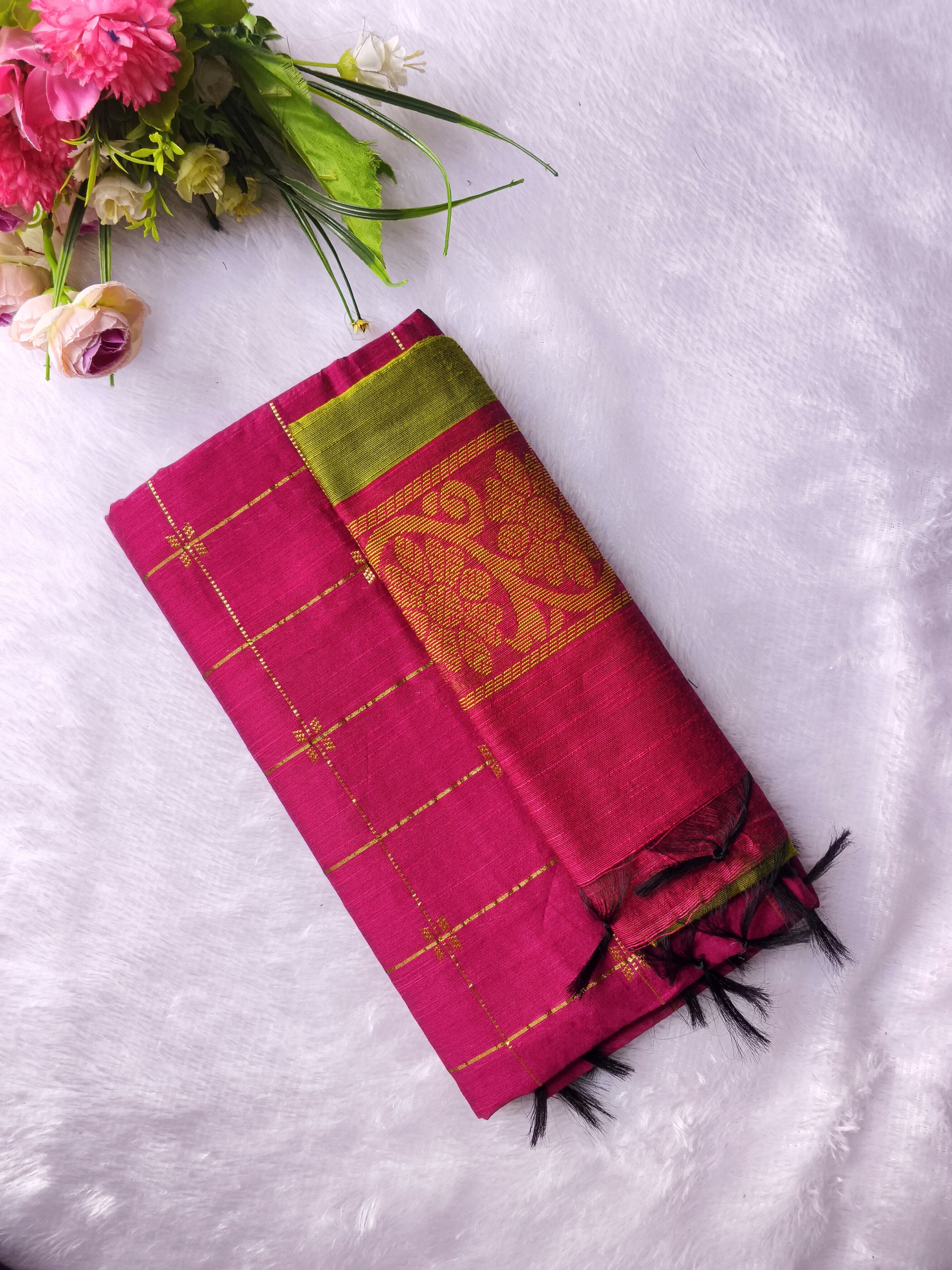 rose with mehandi green raw silk 3 piece set