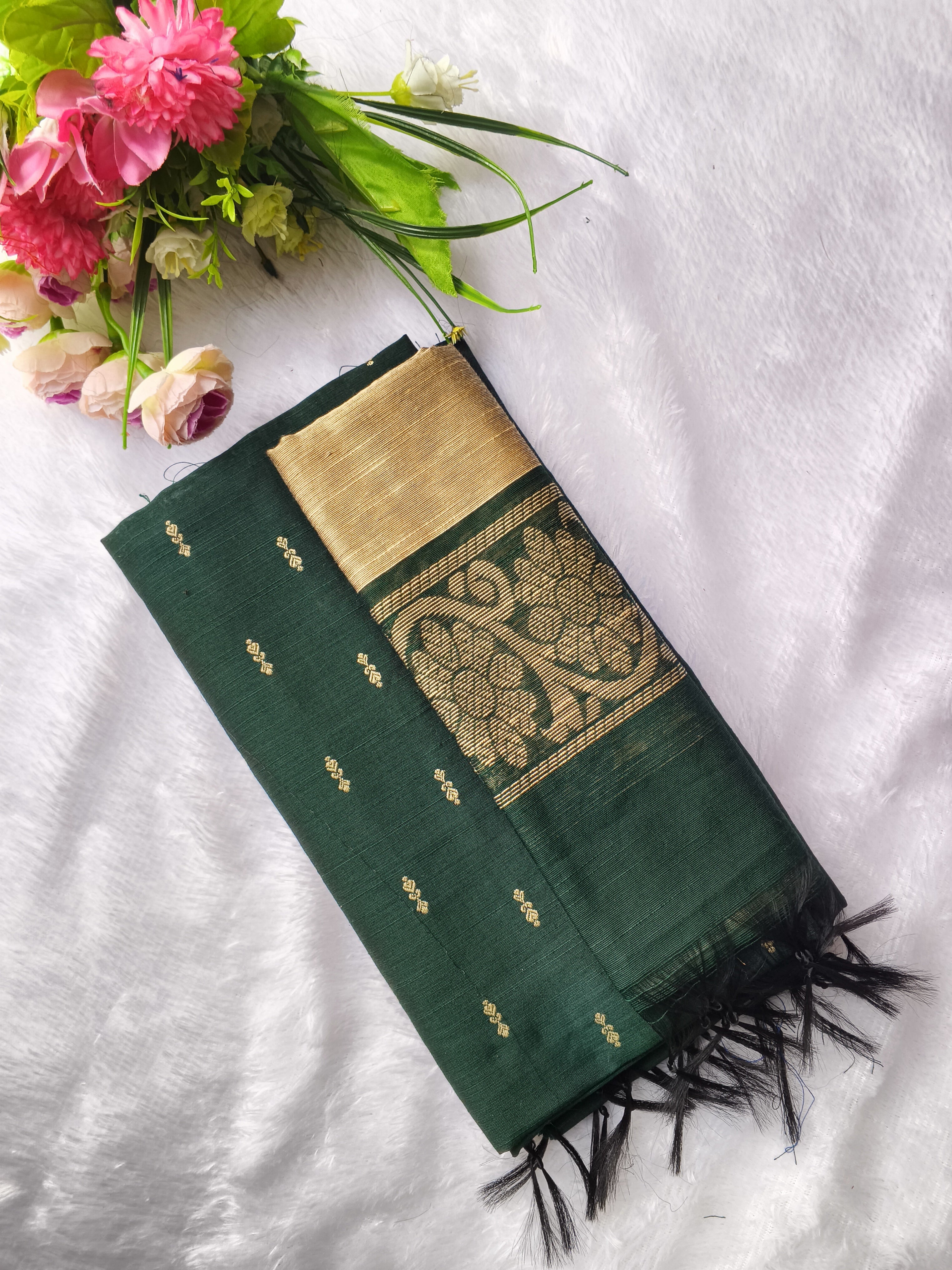 bottle green raw silk 3 piece set
