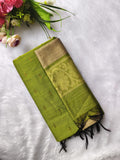 mehandi green raw silk 3 piece set