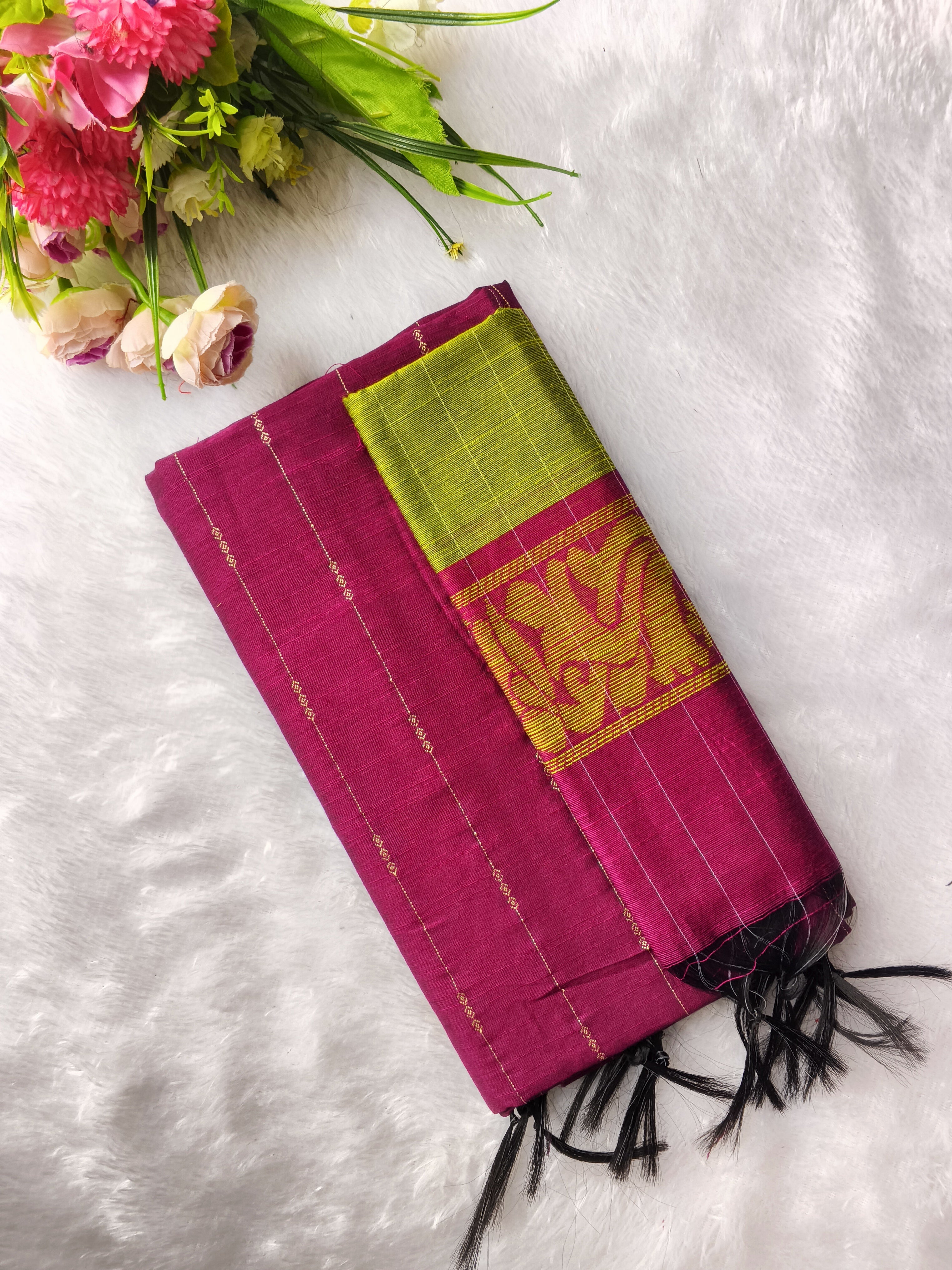 rose with mehandi green raw silk 3 piece set