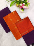 rust orange with brown raw silk 3 piece set