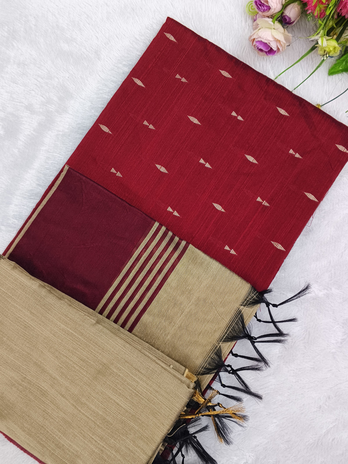 marron raw silk 3 piece set