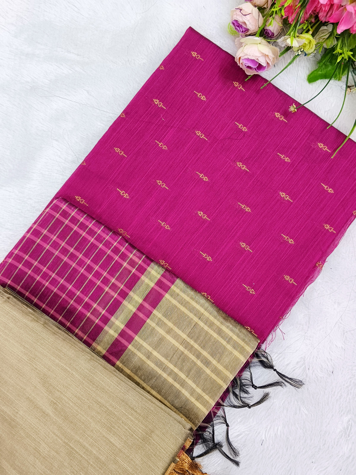 rose raw silk 3 piece set