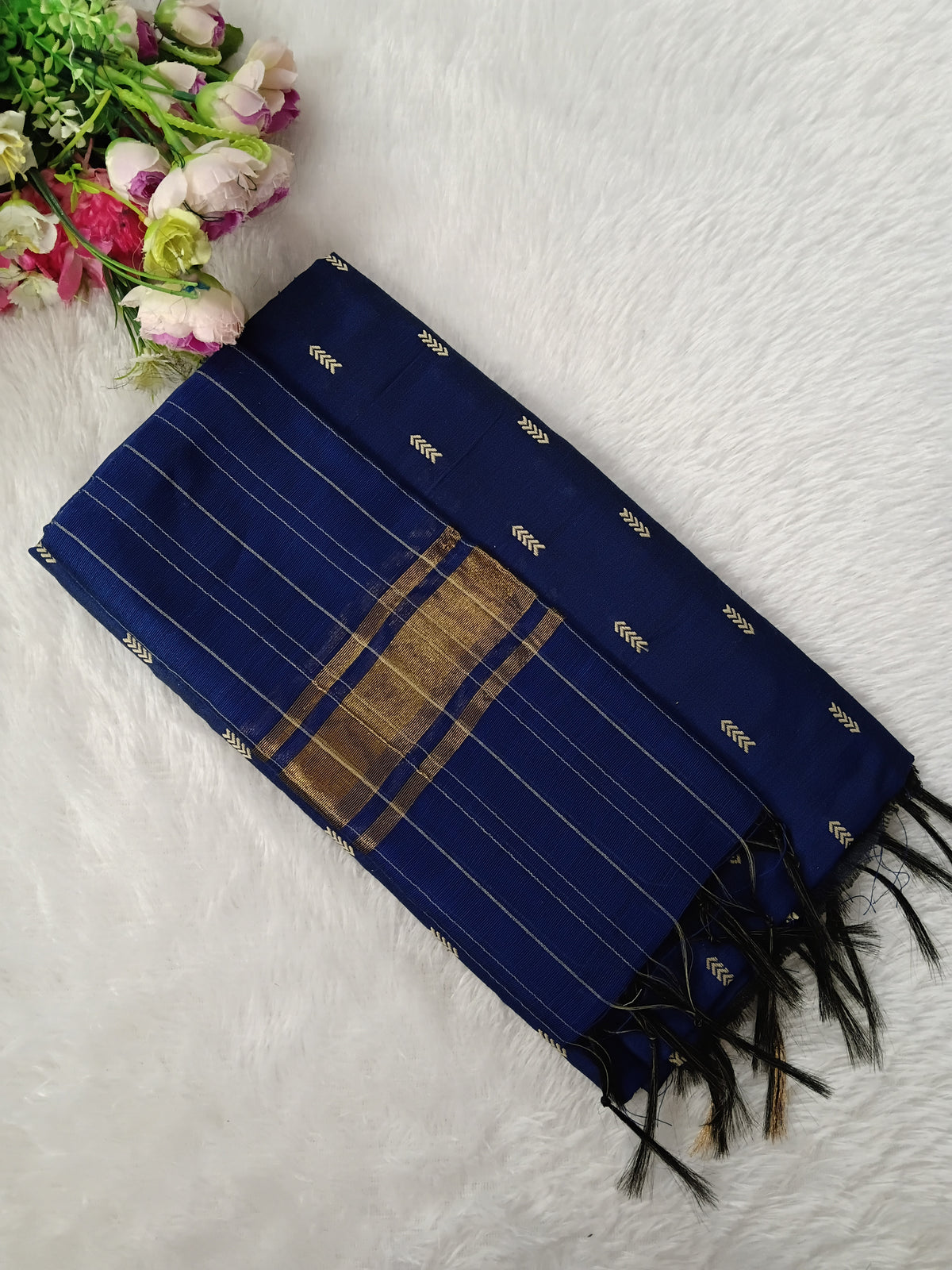 royal blue raw silk 3 piece set