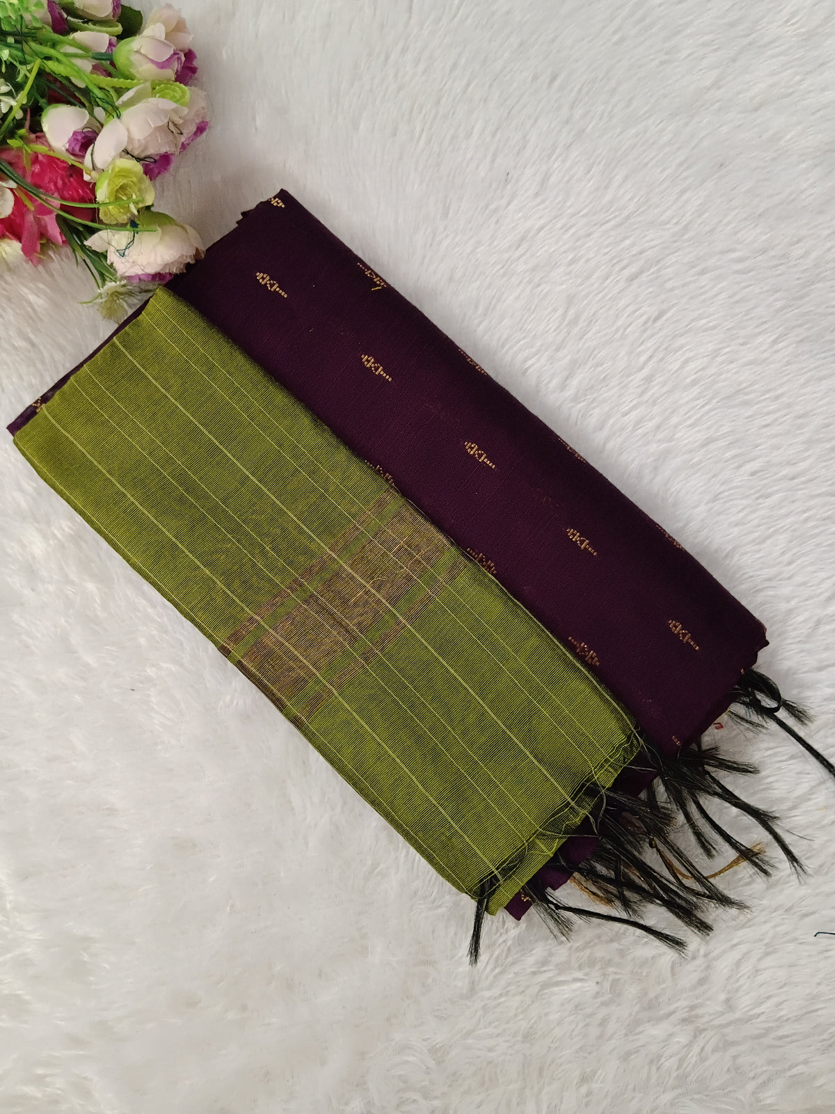wine with olive green raw silk 3 piece set