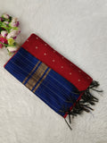 red with blue raw silk 3 piece set
