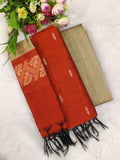orange raw silk 3 piece set