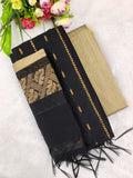 black raw silk 3 piece set
