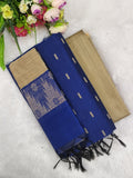 royal blue raw silk 3 piece set