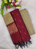 marron raw silk 3 piece set