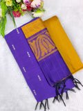 violet with mustard yellow raw silk 3 piece set