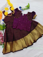 Kids Pattu pavadai - Dark Purple
