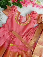 pink gown with duppata for kids
