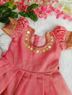 pink gown with duppata for kids